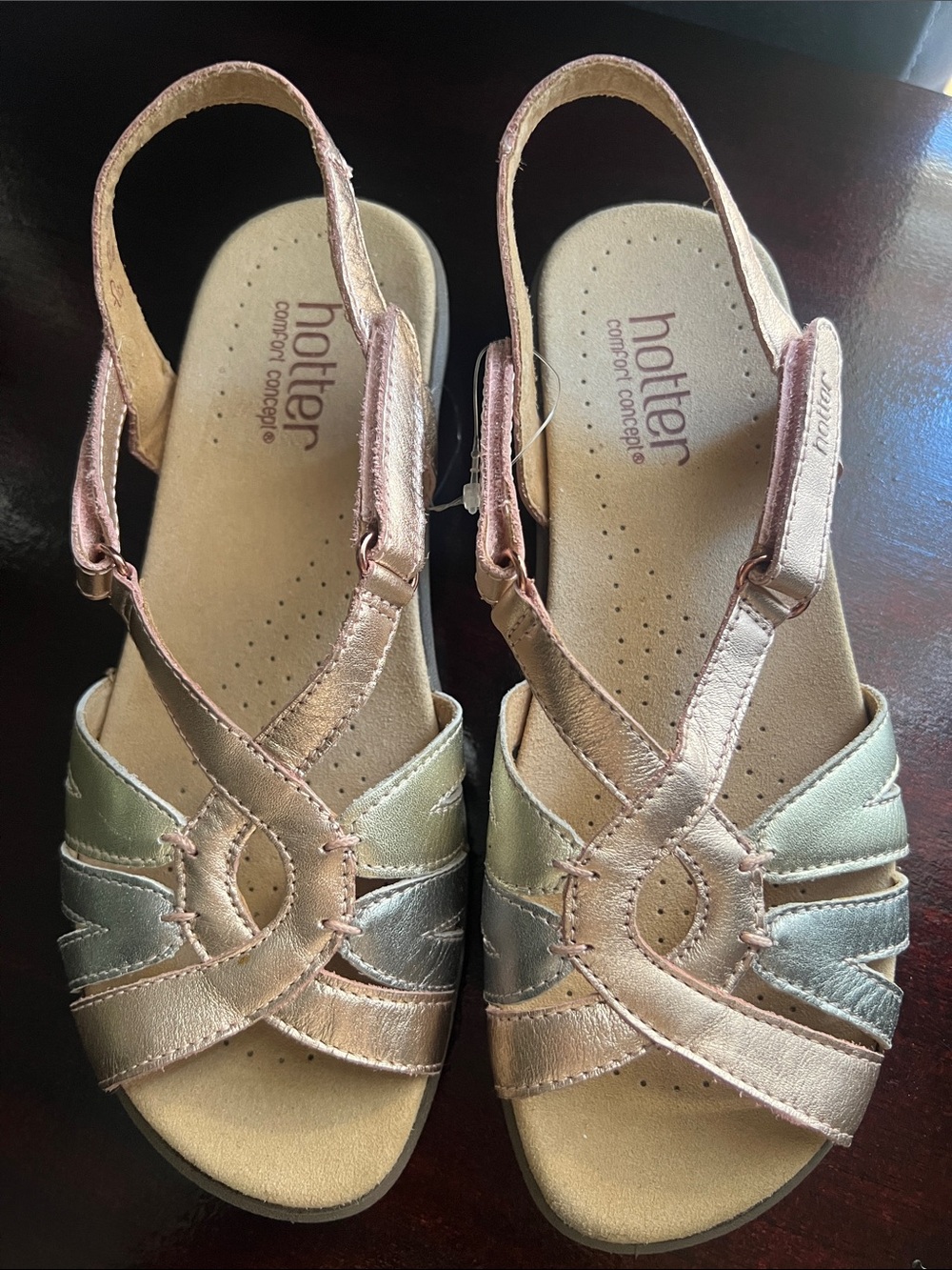 hotter Metallic Rose Gold & Silver Comfort Slingback Sandals